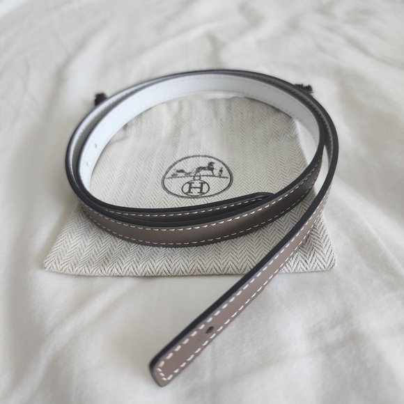 Hermes 13mm belt double sides in white and light brown main image 4